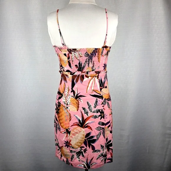 Farm Rio Pink Pineapple Mini Dress Women's Medium Tropical Beach Resortwear - Picture 4 of 10